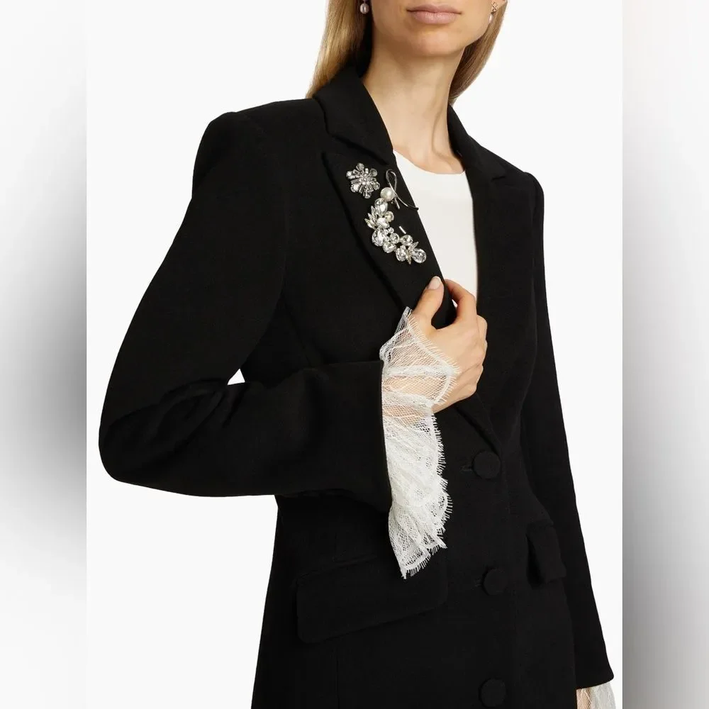 Cinq à Sept Roxie Lace-Trim Tailored Coat size S - Picture 5 of 16